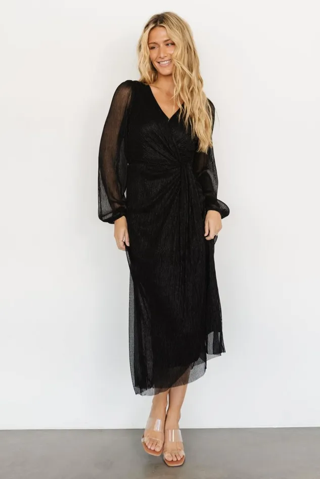 Baltic Born Mother Of The Bride Women Devlyn Pleated Dress Black Shimmer
