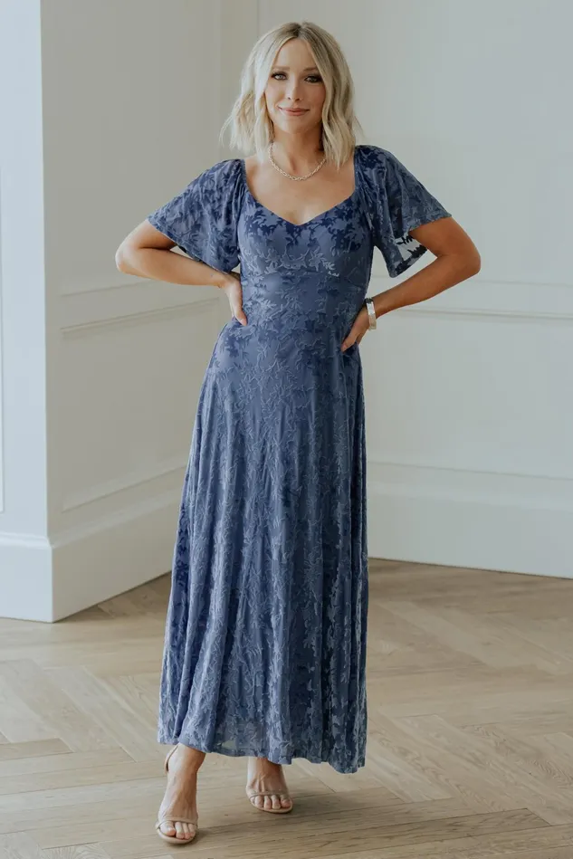 Baltic Born Mother Of The Bride Women Everley Velvet Maxi Dress Whisper Blue