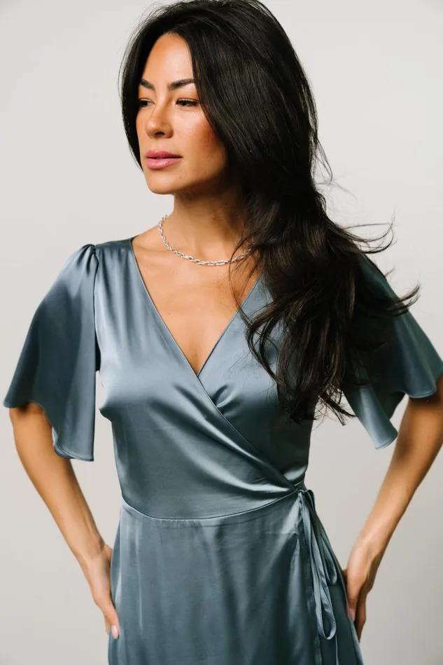Baltic Born Mother Of The Bride Women Vara Satin Maxi Wrap Dress Dusty Blue Baltic Born Mother Of The Bride Women Vara Satin Maxi Wrap Dress Dusty Blue