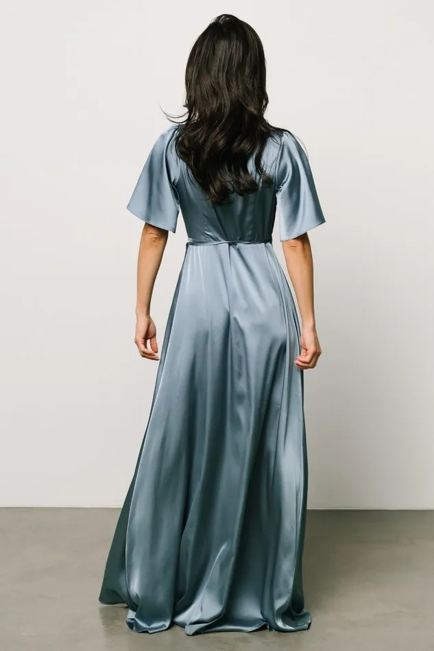 Baltic Born Mother Of The Bride Women Vara Satin Maxi Wrap Dress Dusty Blue Baltic Born Mother Of The Bride Women Vara Satin Maxi Wrap Dress Dusty Blue