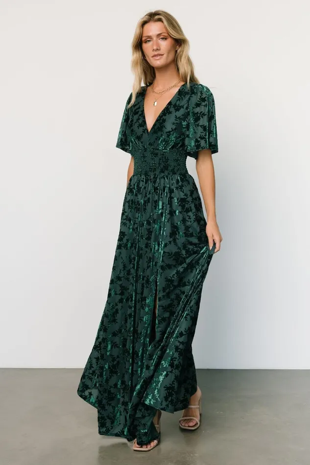 Baltic Born Mother Of The Bride Women Veronica Velvet Maxi Dress Green