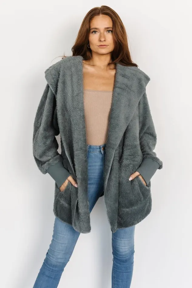 Baltic Born Outerwear Women Melrose Teddy Jacket Dusty Blue