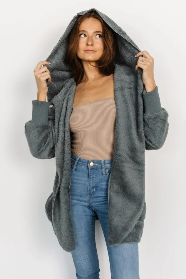 Baltic Born Outerwear Women Melrose Teddy Jacket Dusty Blue Baltic Born Outerwear Women Melrose Teddy Jacket Dusty Blue