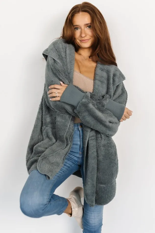 Baltic Born Outerwear Women Melrose Teddy Jacket Dusty Blue Baltic Born Outerwear Women Melrose Teddy Jacket Dusty Blue