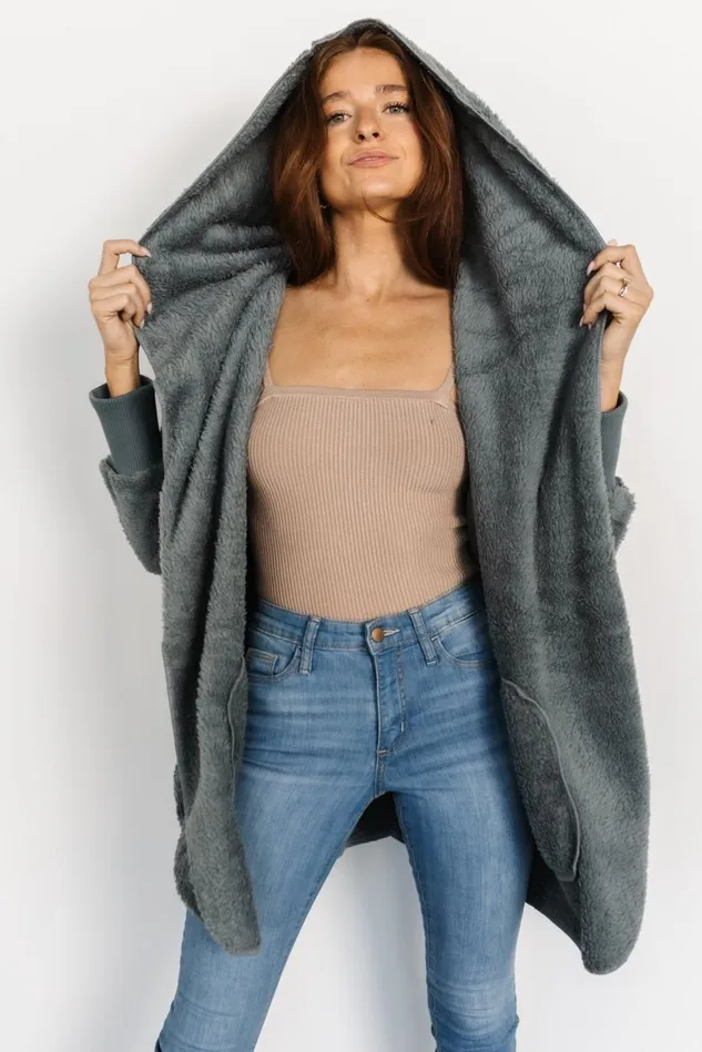 Baltic Born Outerwear Women Melrose Teddy Jacket Dusty Blue Baltic Born Outerwear Women Melrose Teddy Jacket Dusty Blue