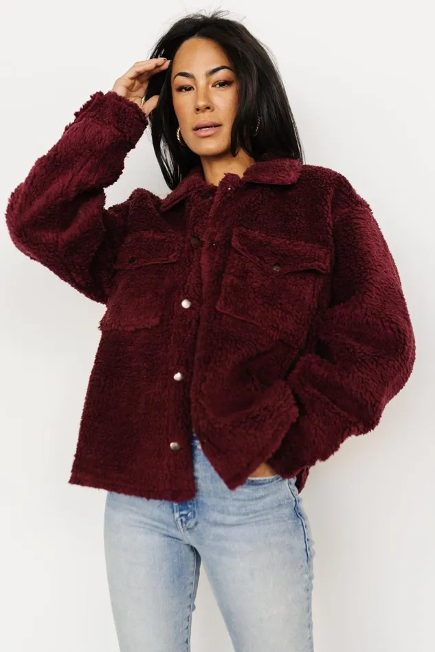 Baltic Born Outerwear Women Midtown Sherpa Jacket Burgundy