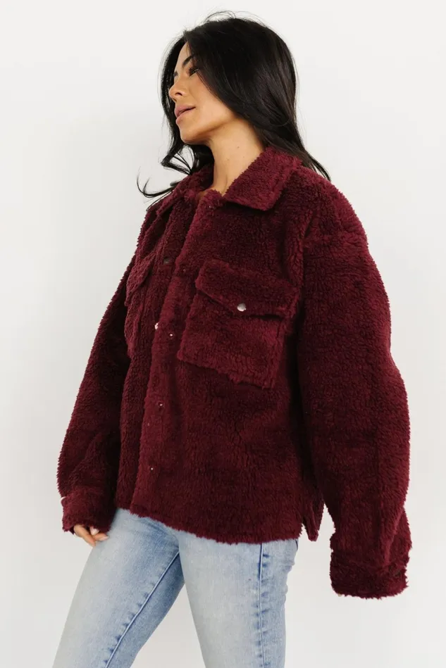 Baltic Born Outerwear Women Midtown Sherpa Jacket Burgundy