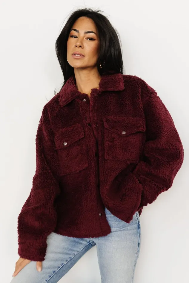 Baltic Born Outerwear Women Midtown Sherpa Jacket Burgundy