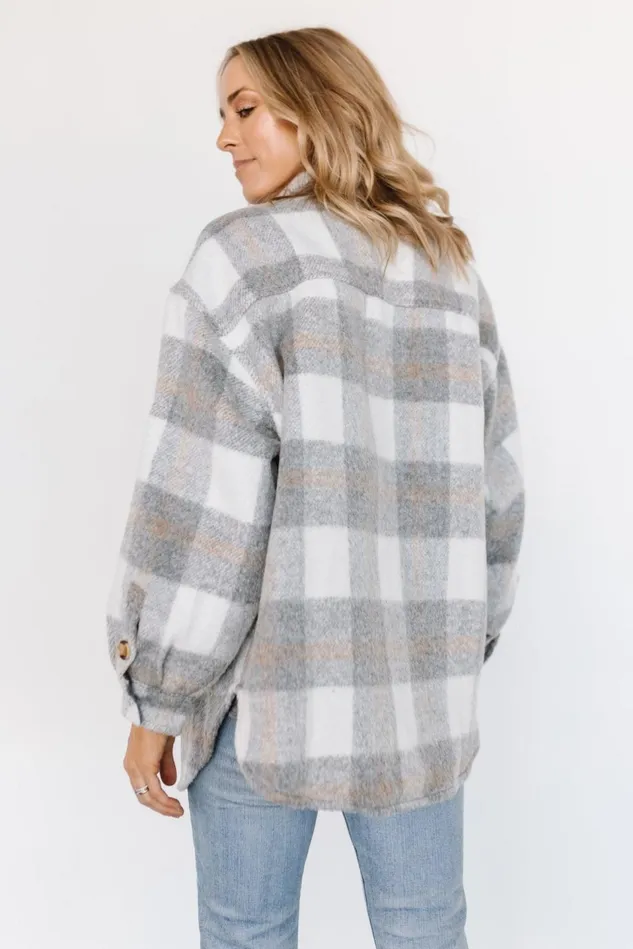 Baltic Born Outerwear Women Sharon Plaid Shacket Gray White