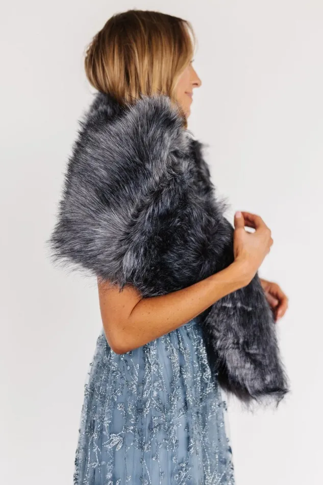Baltic Born Outerwear Women Valerie Faux Fur Shawl Dark Gray Baltic Born Outerwear Women Valerie Faux Fur Shawl Dark Gray