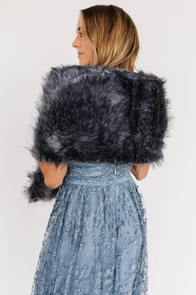 Baltic Born Outerwear Women Valerie Faux Fur Shawl Dark Gray Baltic Born Outerwear Women Valerie Faux Fur Shawl Dark Gray