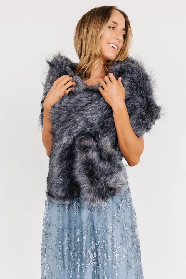 Baltic Born Outerwear Women Valerie Faux Fur Shawl Dark Gray Baltic Born Outerwear Women Valerie Faux Fur Shawl Dark Gray