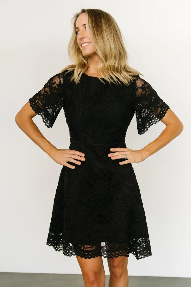 Baltic Born Short Dresses Women Aasha Lace Short Dress Black Baltic Born Short Dresses Women Aasha Lace Short Dress Black