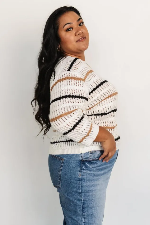 Baltic Born Sweaters Women Sundance Knit Sweater Top Ivory Multi Stripe