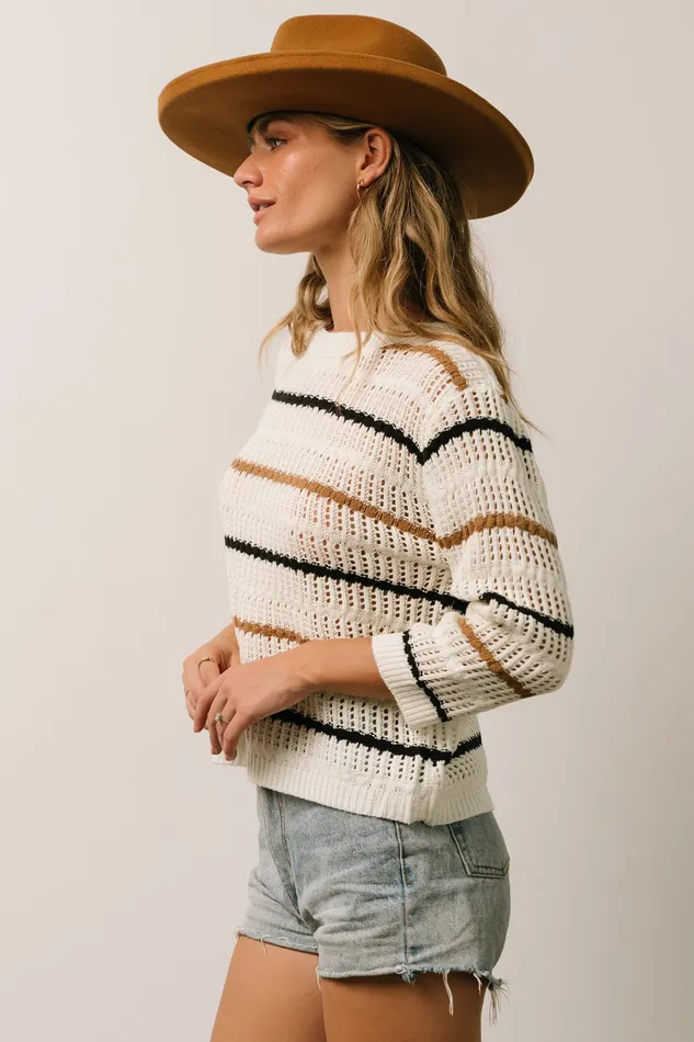 Baltic Born Sweaters Women Sundance Knit Sweater Top Ivory Multi Stripe