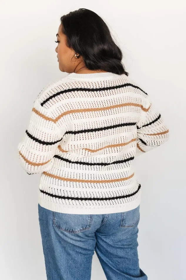 Baltic Born Sweaters Women Sundance Knit Sweater Top Ivory Multi Stripe