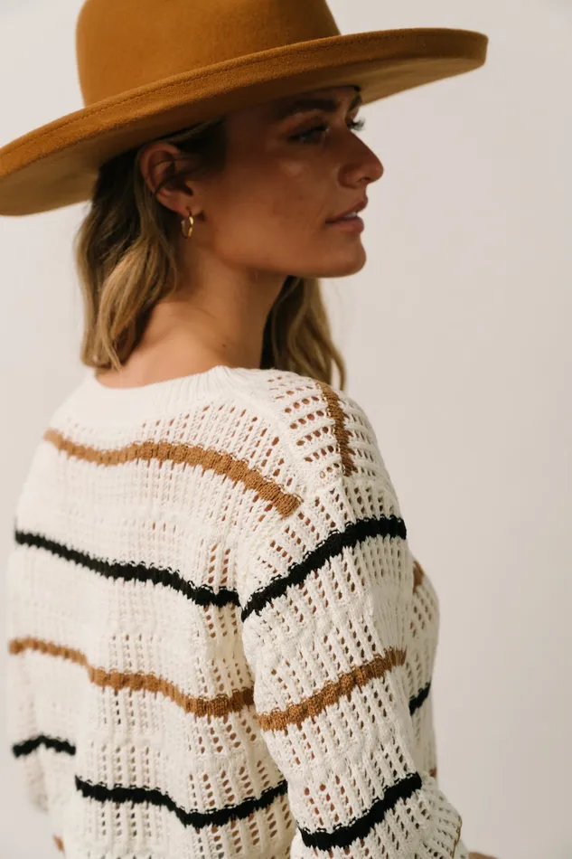 Baltic Born Sweaters Women Sundance Knit Sweater Top Ivory Multi Stripe