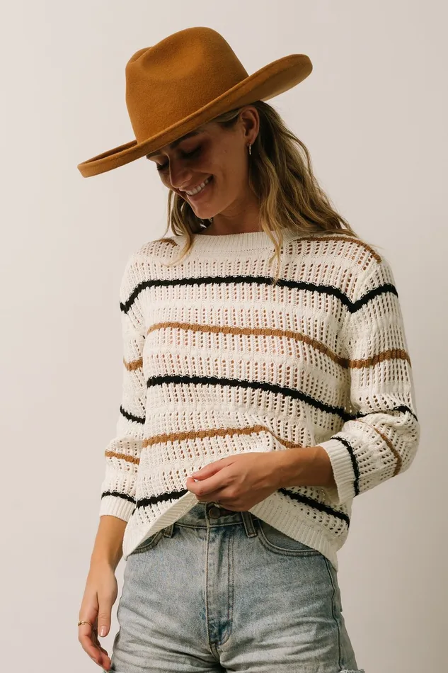 Baltic Born Sweaters Women Sundance Knit Sweater Top Ivory Multi Stripe