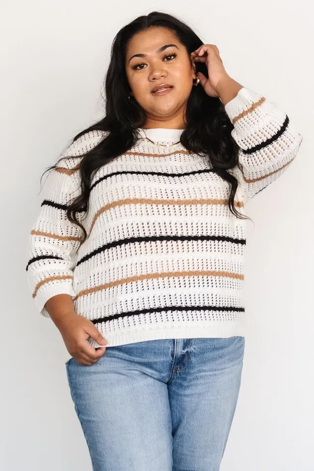 Baltic Born Sweaters Women Sundance Knit Sweater Top Ivory Multi Stripe