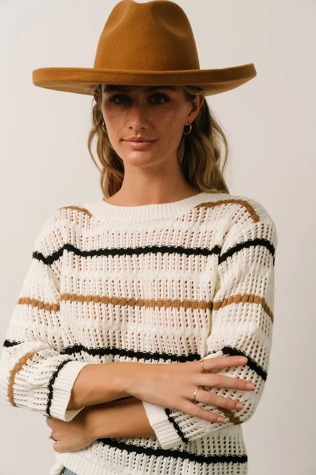 Baltic Born Sweaters Women Sundance Knit Sweater Top Ivory Multi Stripe