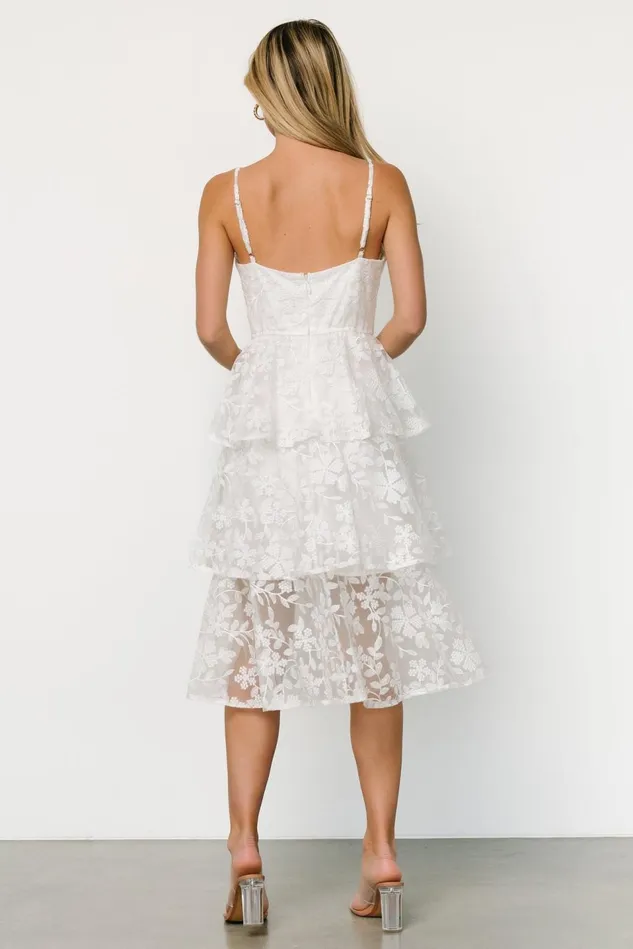 Baltic Born Tulle Styles Women Giavanna Tiered Midi Dress Off White Baltic Born Tulle Styles Women Giavanna Tiered Midi Dress Off White