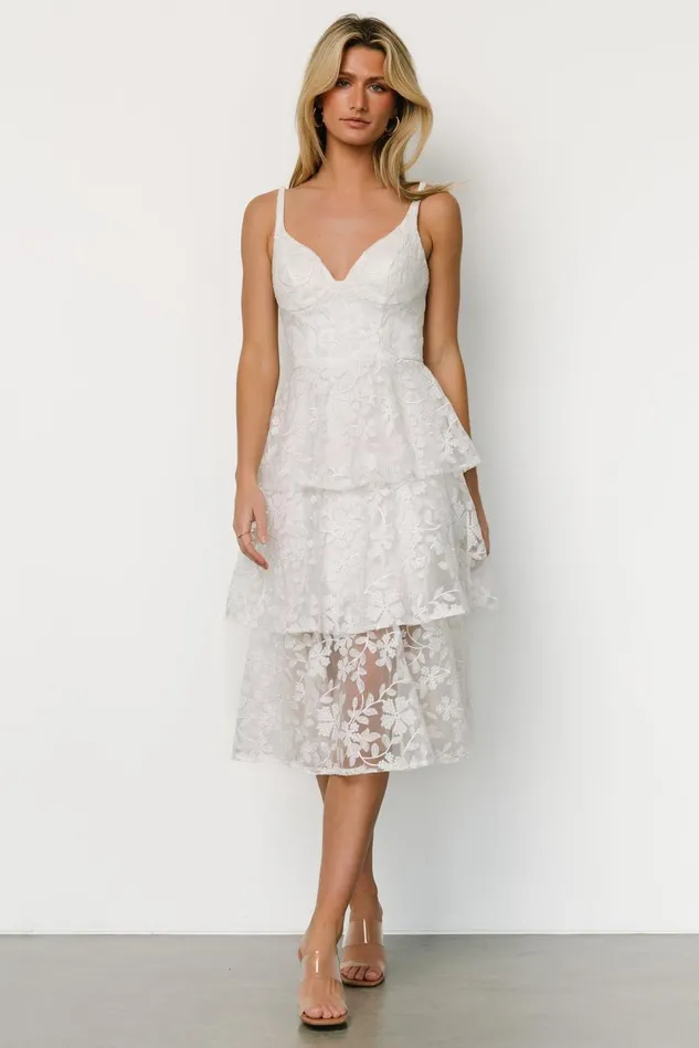 Baltic Born Tulle Styles Women Giavanna Tiered Midi Dress Off White Baltic Born Tulle Styles Women Giavanna Tiered Midi Dress Off White
