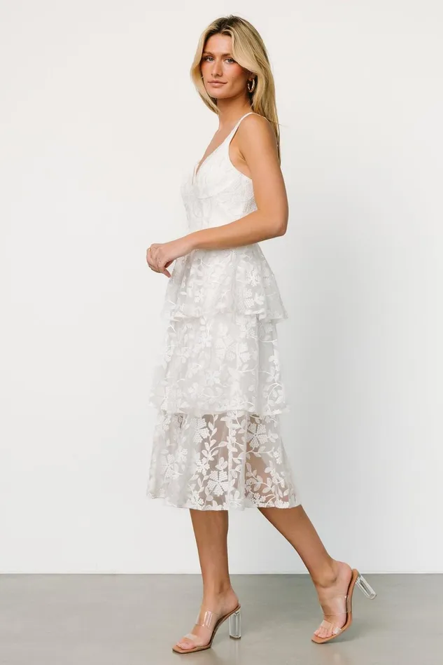 Baltic Born Tulle Styles Women Giavanna Tiered Midi Dress Off White Baltic Born Tulle Styles Women Giavanna Tiered Midi Dress Off White