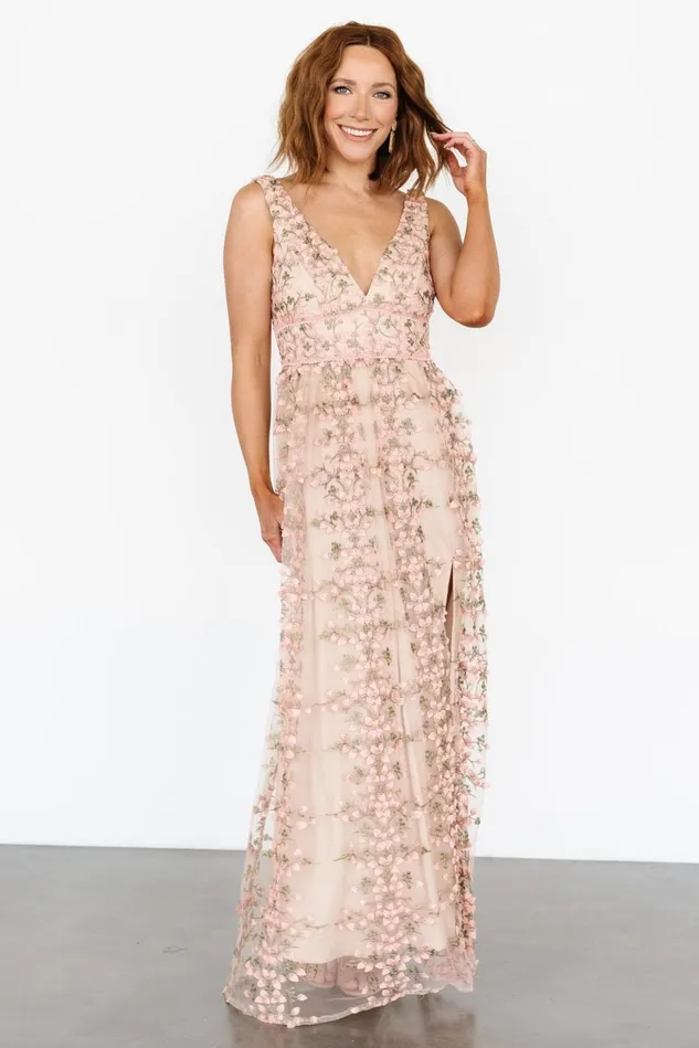 Baltic Born Tulle Styles Women Kassia Applique Maxi Dress Nude Pink