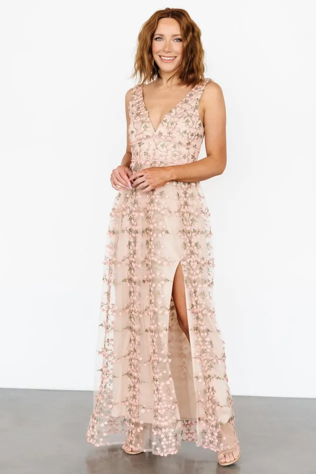 Baltic Born Tulle Styles Women Kassia Applique Maxi Dress Nude Pink Baltic Born Tulle Styles Women Kassia Applique Maxi Dress Nude Pink