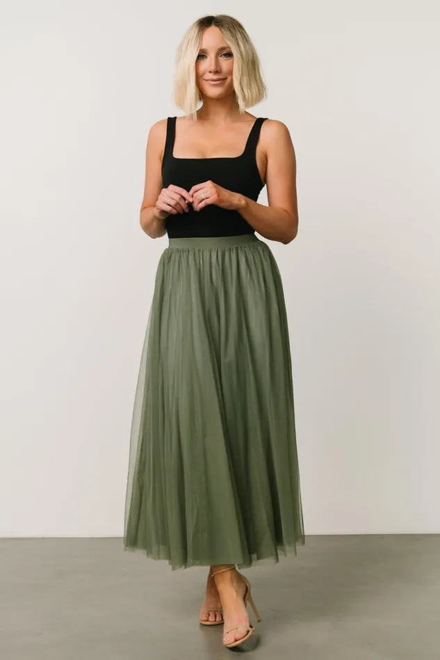 Baltic Born Tulle Styles Women Mila Tulle Skirt Dark Sage