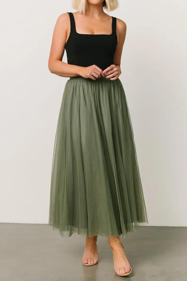Baltic Born Tulle Styles Women Mila Tulle Skirt Dark Sage