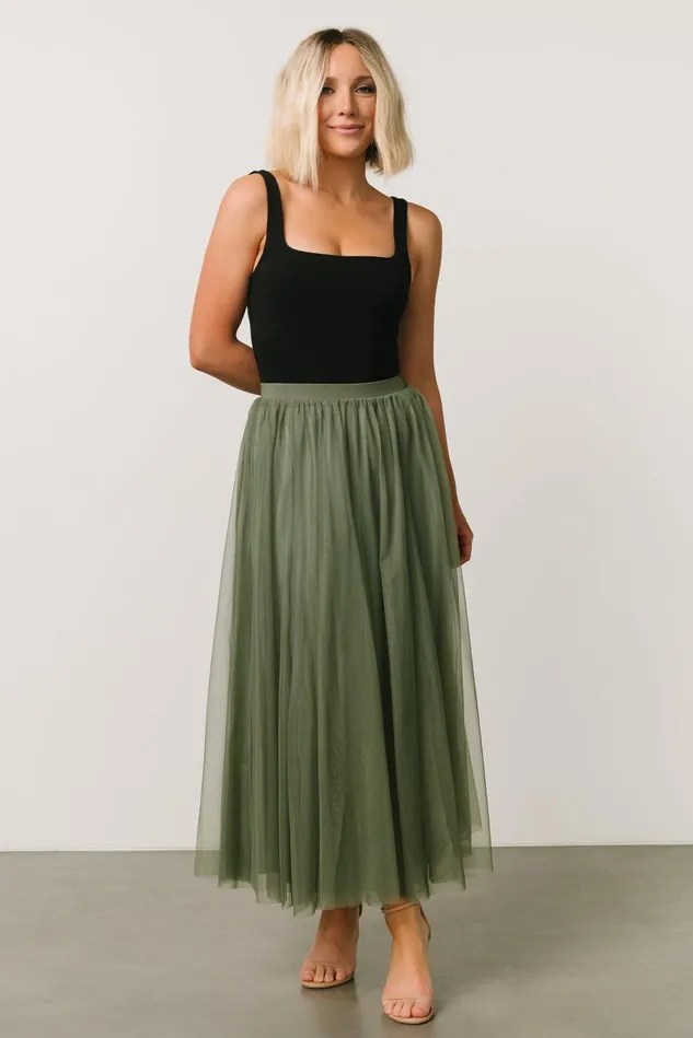 Baltic Born Tulle Styles Women Mila Tulle Skirt Dark Sage