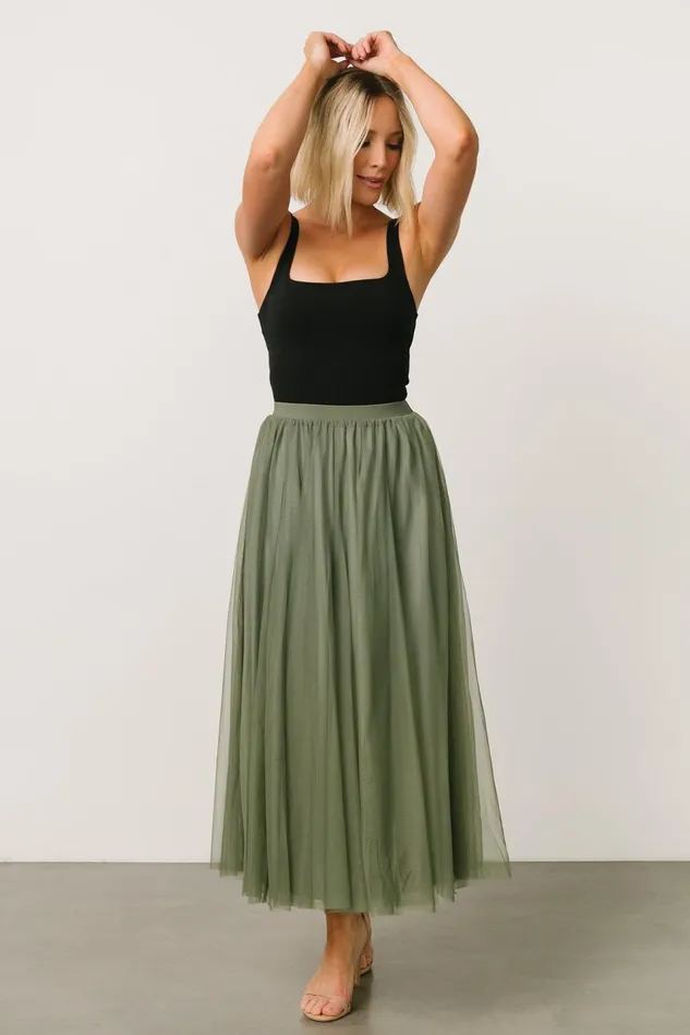 Baltic Born Tulle Styles Women Mila Tulle Skirt Dark Sage