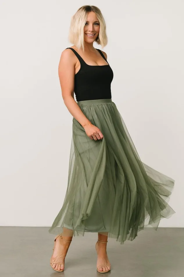 Baltic Born Tulle Styles Women Mila Tulle Skirt Dark Sage