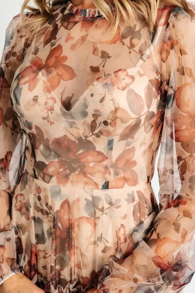 Baltic Born Tulle Styles Women Stephanie Tiered Maxi Dress Taupe Floral Baltic Born Tulle Styles Women Stephanie Tiered Maxi Dress Taupe Floral