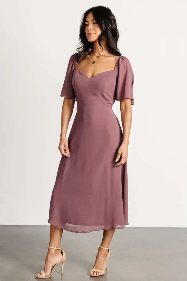 Baltic Born Wedding Guest Women Colette Sweetheart Midi Dress Vintage Plum Baltic Born Wedding Guest Women Colette Sweetheart Midi Dress Vintage Plum