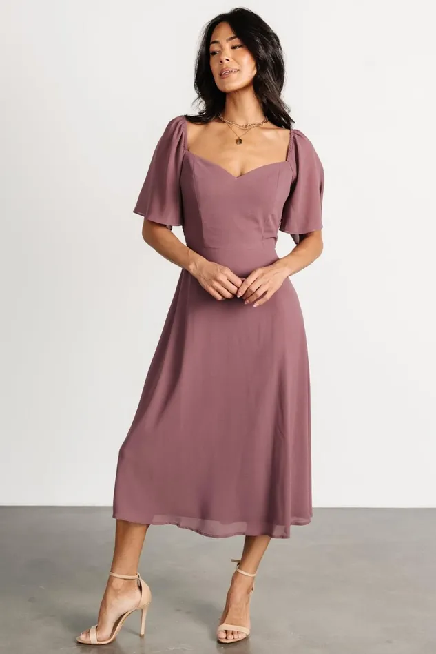Baltic Born Wedding Guest Women Colette Sweetheart Midi Dress Vintage Plum Baltic Born Wedding Guest Women Colette Sweetheart Midi Dress Vintage Plum