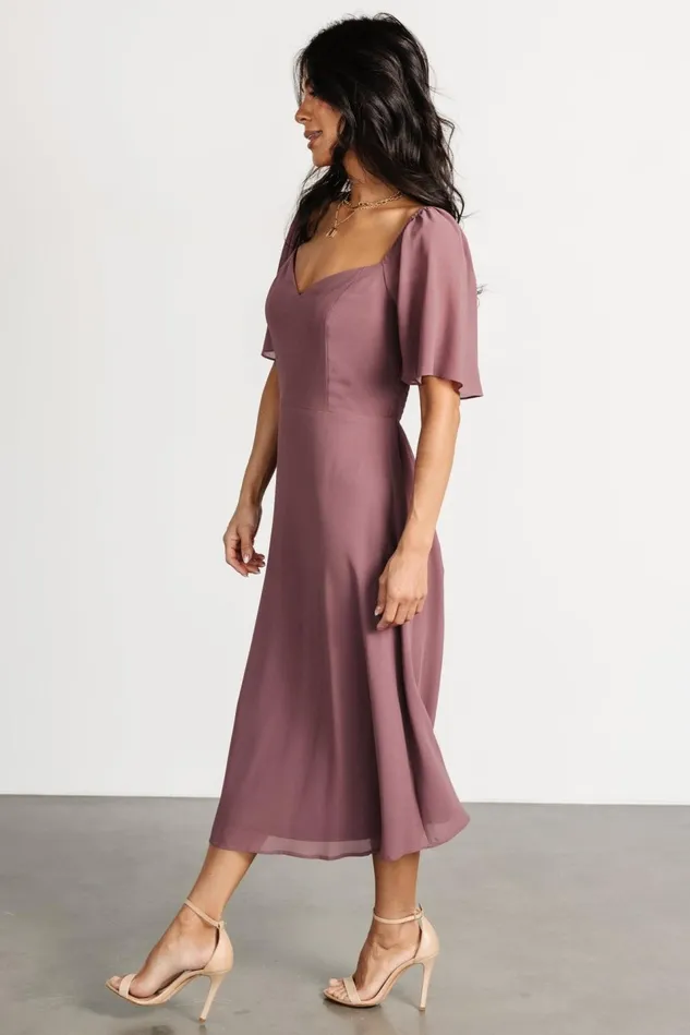 Baltic Born Wedding Guest Women Colette Sweetheart Midi Dress Vintage Plum Baltic Born Wedding Guest Women Colette Sweetheart Midi Dress Vintage Plum