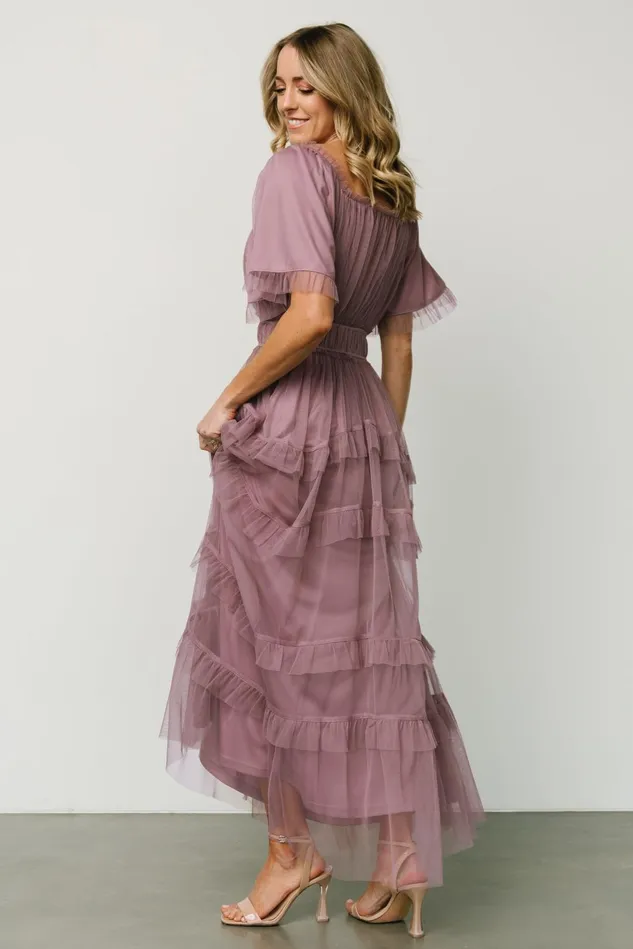 Baltic Born Wedding Guest Women Magdalena Tulle Maxi Dress Dusty Orchid
