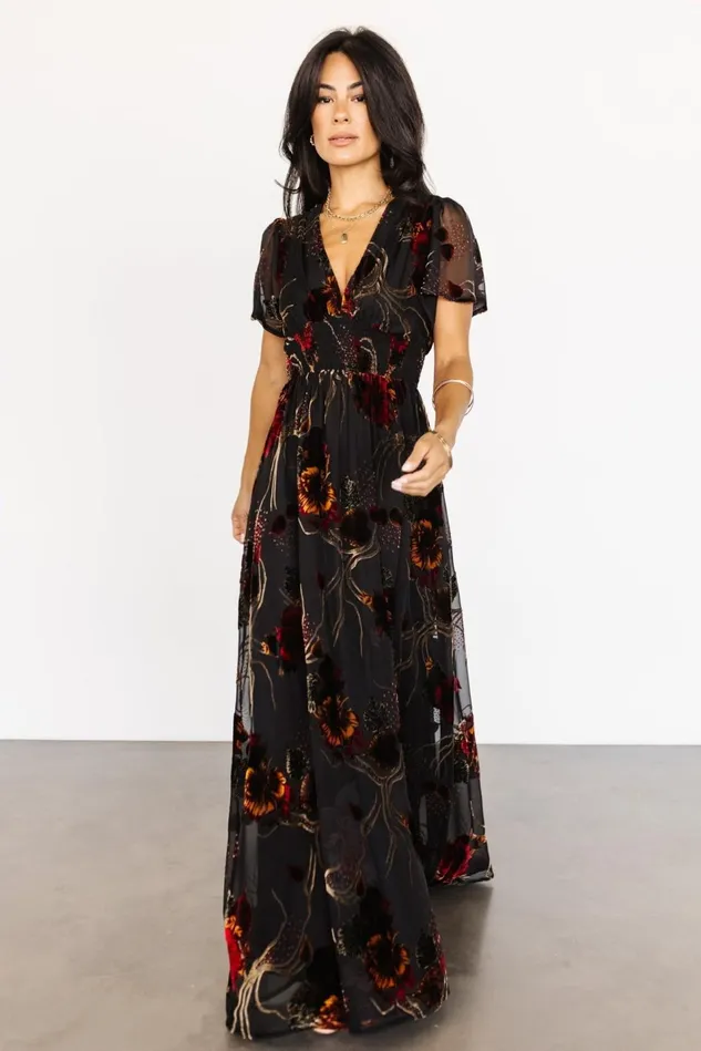 Baltic Born Wedding Guest Women Valen Maxi Dress Black Multi