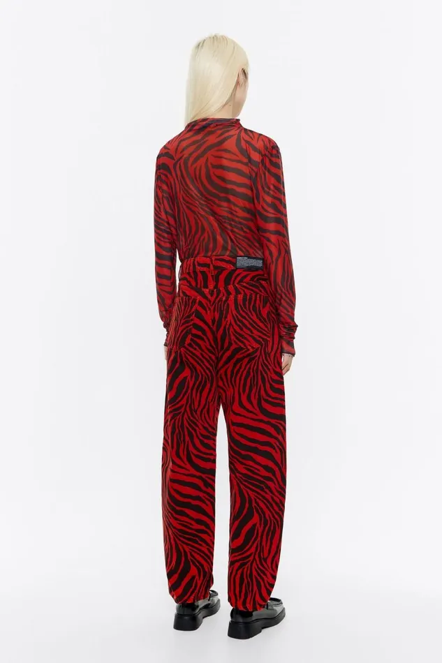 BARREL 8211 Red Zebra Jeans Zebra Red Women Bimba Y Lola Trousers BARREL 8211 Red Zebra Jeans Zebra Red Women Bimba Y Lola Trousers