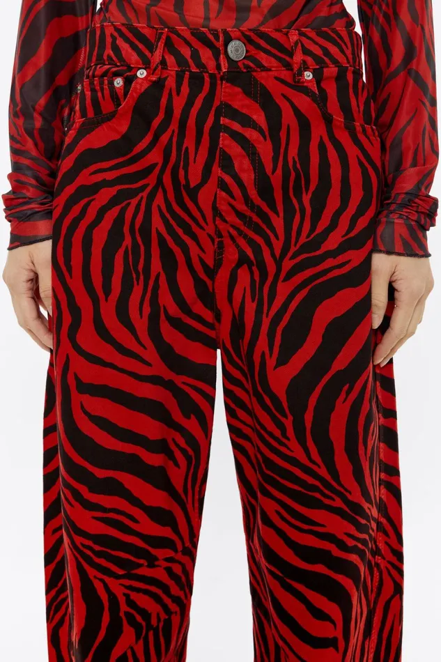 BARREL 8211 Red Zebra Jeans Zebra Red Women Bimba Y Lola Trousers BARREL 8211 Red Zebra Jeans Zebra Red Women Bimba Y Lola Trousers