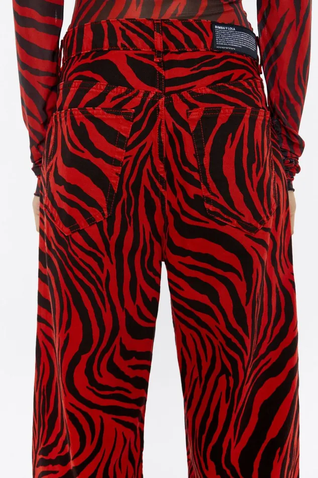BARREL 8211 Red Zebra Jeans Zebra Red Women Bimba Y Lola Trousers BARREL 8211 Red Zebra Jeans Zebra Red Women Bimba Y Lola Trousers