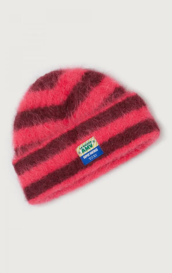 Beanie Bymi Burgundy And Hortensia Striped WomenMen American Vintage Beanies and Caps Beanie Bymi Burgundy And Hortensia Striped WomenMen American Vintage Beanies and Caps