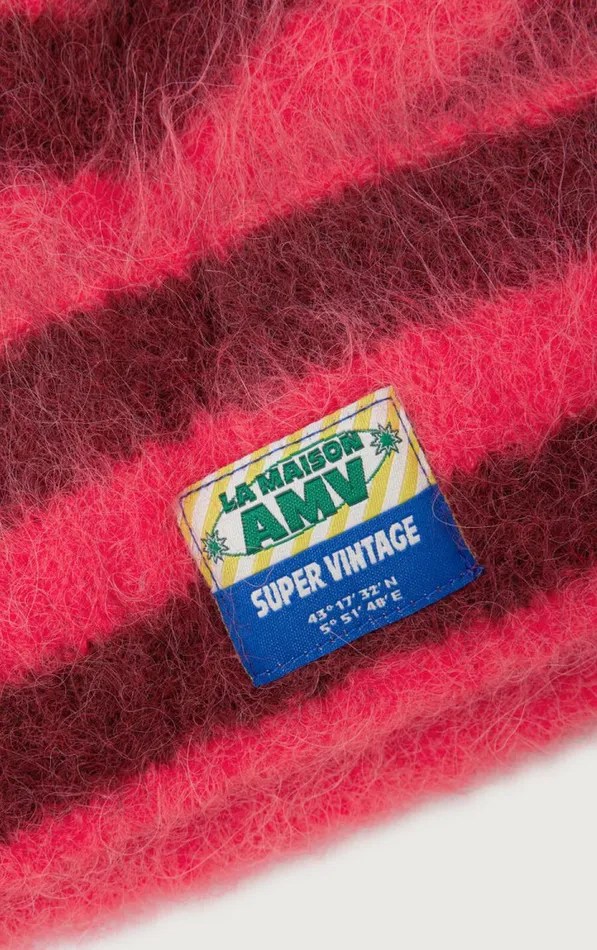 Beanie Bymi Burgundy And Hortensia Striped WomenMen American Vintage Beanies and Caps Beanie Bymi Burgundy And Hortensia Striped WomenMen American Vintage Beanies and Caps