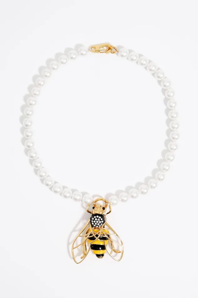 Bee Pearl Necklace Gold Women Bimba Y Lola Jewelry