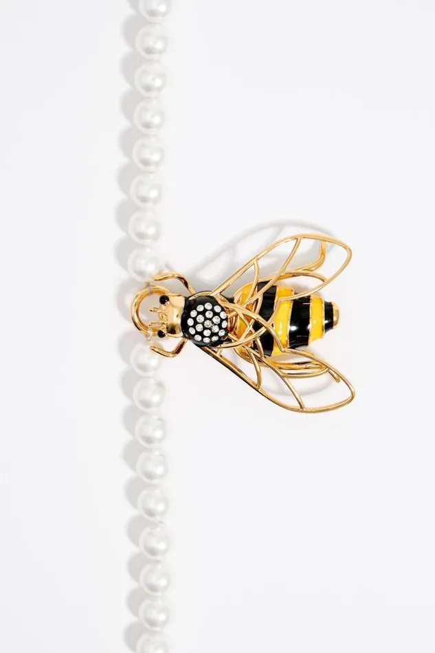 Bee Pearl Necklace Gold Women Bimba Y Lola Jewelry