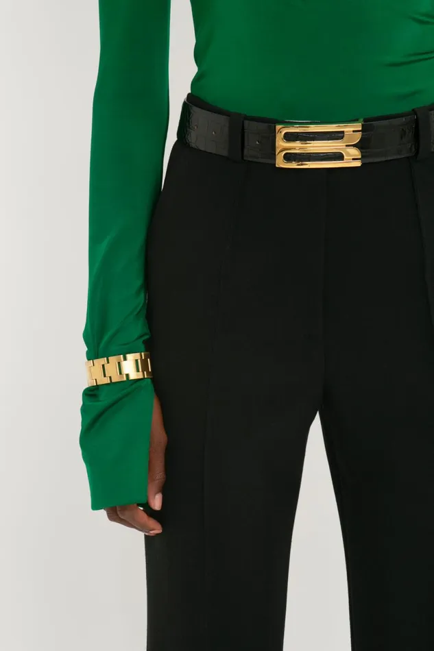 Belts Women Victoria Beckham Jumbo Frame Belt In Black Croc Embossed Calf Leather Belts Women Victoria Beckham Jumbo Frame Belt In Black Croc Embossed Calf Leather