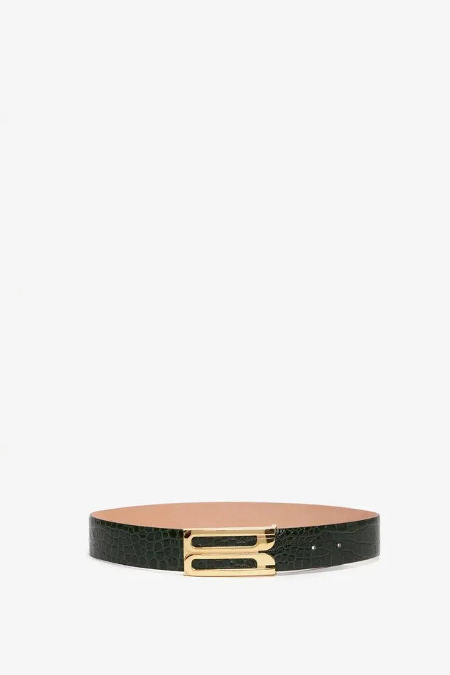 Belts Women Victoria Beckham Jumbo Frame Belt In Dark Forest CrocEffect Leather