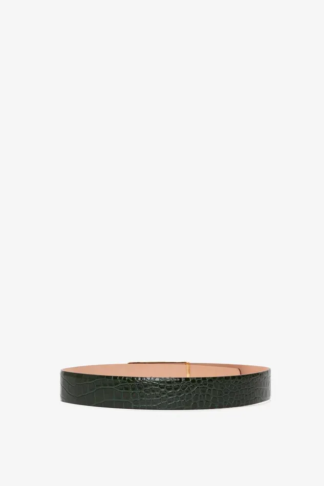 Belts Women Victoria Beckham Jumbo Frame Belt In Dark Forest CrocEffect Leather
